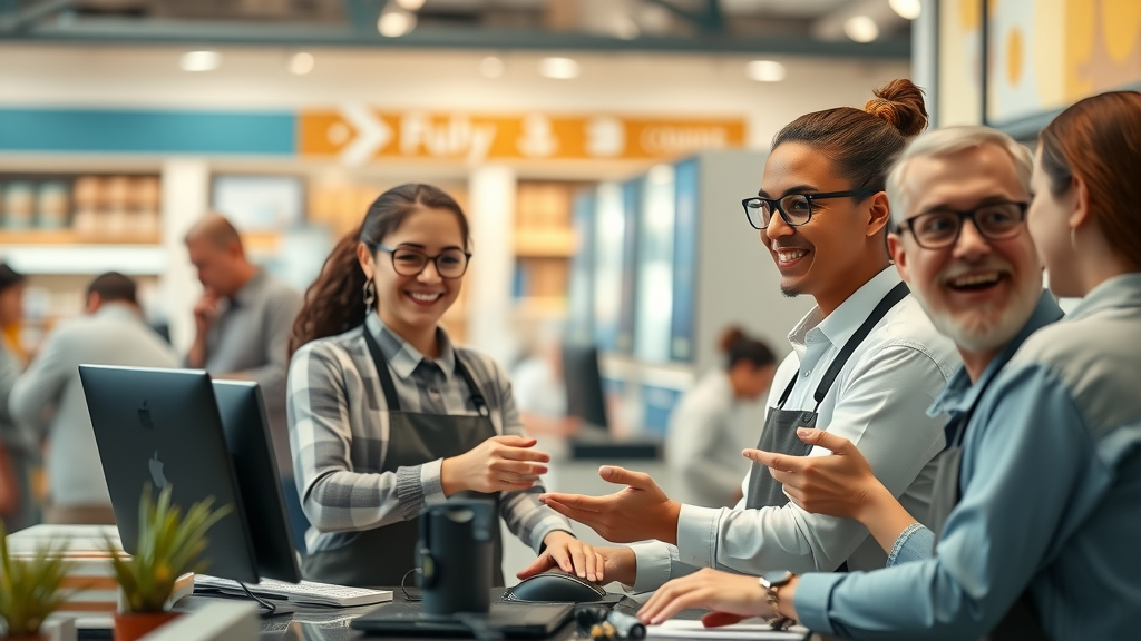 motivated customer service team at work, effective customer engagement