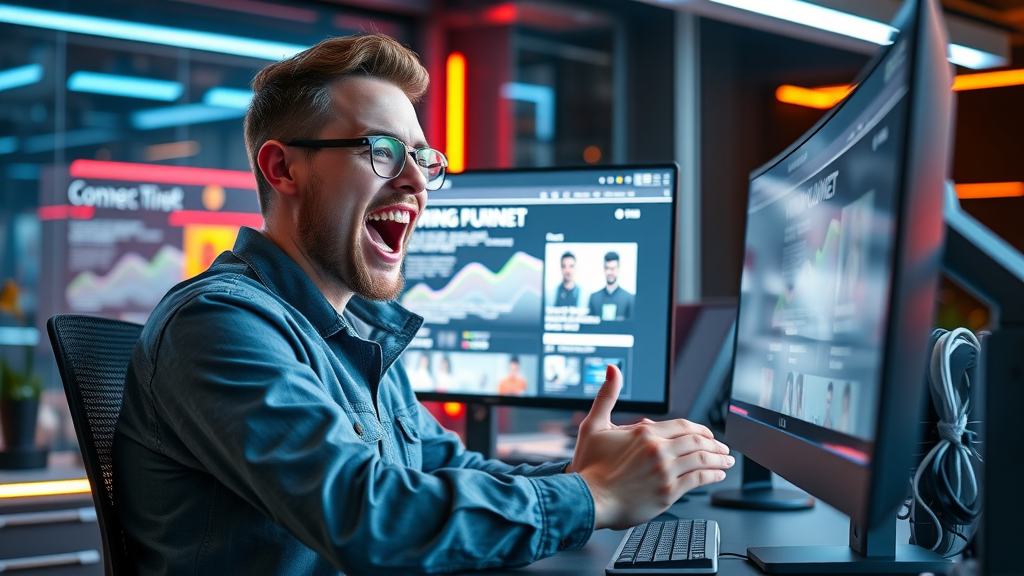 marketing manager creating high-converting landing pages with an affordable marketing tool in digital workspace
