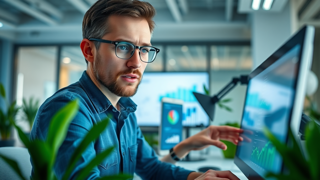 Digital marketing specialist analyzing SEO for small business website