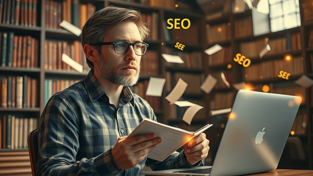 Content strategist brainstorming SEO blog post topics for small business