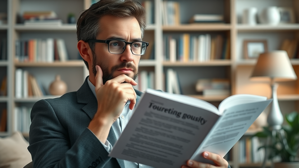 Thoughtful marketing expert reflecting on inspiring industry quotes in modern office