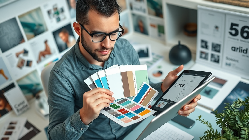 brand kit with color palette and logo design for small business branding online