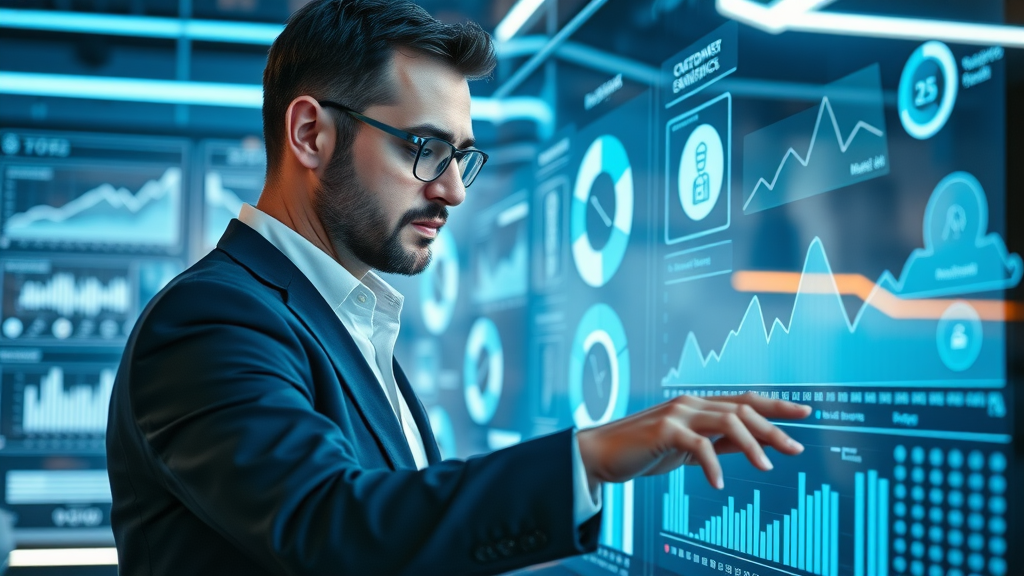 business professional analyzing customer data dashboard, personalized experience, customer engagement techniques