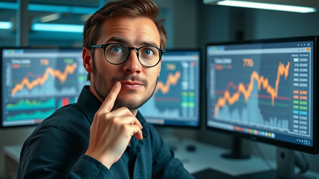 Digital marketer comparing two PPC ad versions on split screens with chart improvements