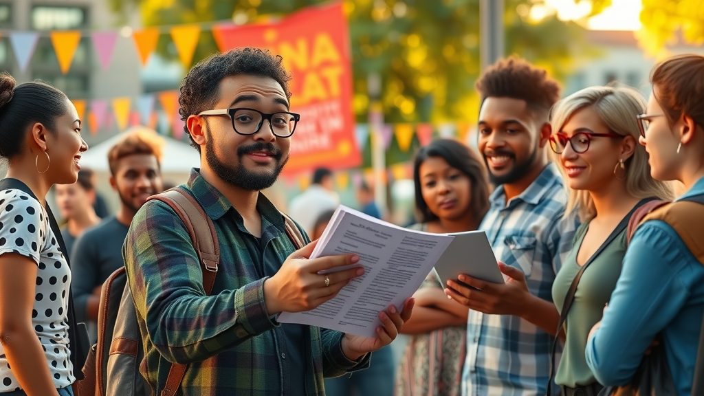 enthusiastic community organizer writing blog post local online marketing content strategy